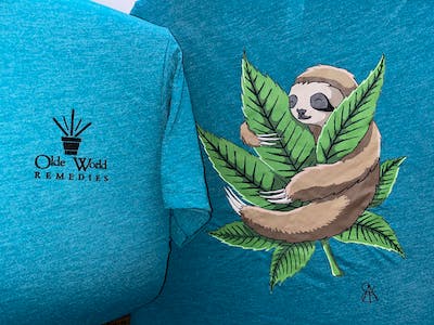 Olde World Remedies OWR T-Shirt Sloth Logo (Teal-Small) - Olde